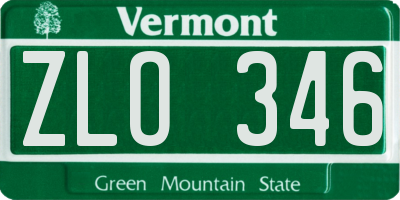 VT license plate ZLO346
