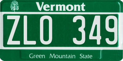 VT license plate ZLO349