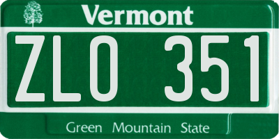 VT license plate ZLO351