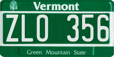 VT license plate ZLO356