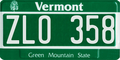 VT license plate ZLO358