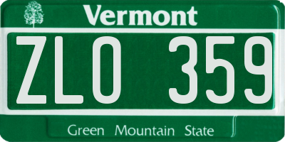 VT license plate ZLO359