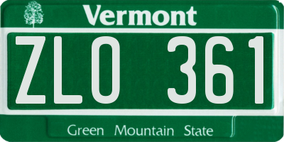 VT license plate ZLO361