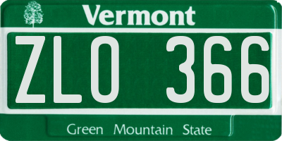 VT license plate ZLO366