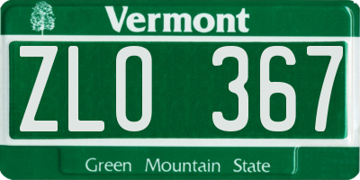 VT license plate ZLO367