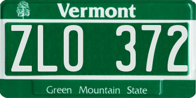 VT license plate ZLO372