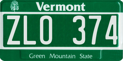 VT license plate ZLO374