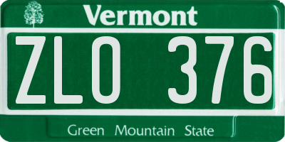 VT license plate ZLO376