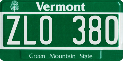 VT license plate ZLO380