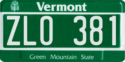 VT license plate ZLO381