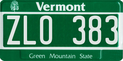 VT license plate ZLO383