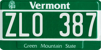 VT license plate ZLO387