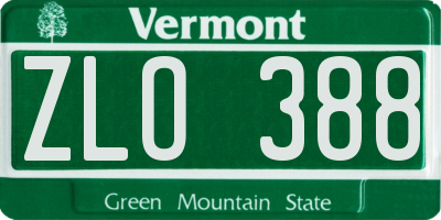 VT license plate ZLO388