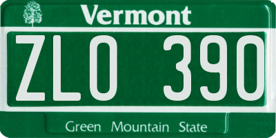 VT license plate ZLO390