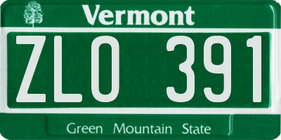 VT license plate ZLO391