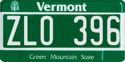 VT license plate ZLO396