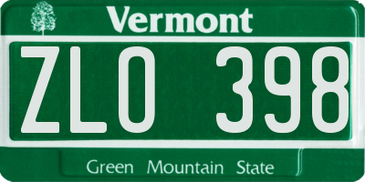 VT license plate ZLO398