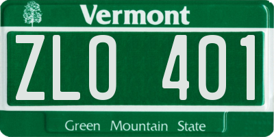 VT license plate ZLO401