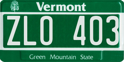 VT license plate ZLO403