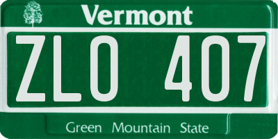 VT license plate ZLO407