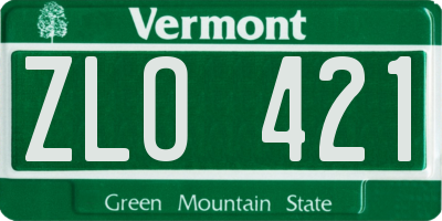 VT license plate ZLO421