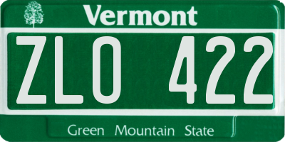 VT license plate ZLO422