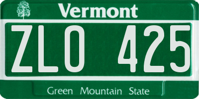 VT license plate ZLO425