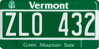 VT license plate ZLO432