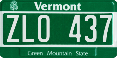VT license plate ZLO437