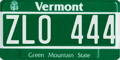 VT license plate ZLO444