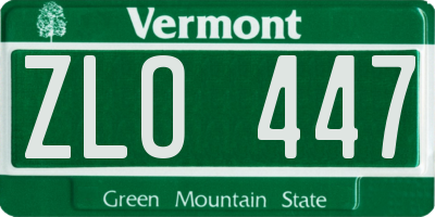 VT license plate ZLO447