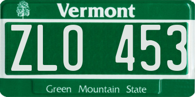 VT license plate ZLO453