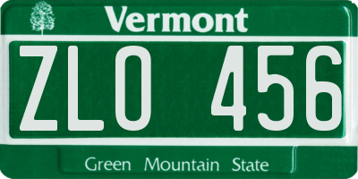VT license plate ZLO456