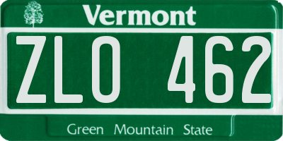 VT license plate ZLO462