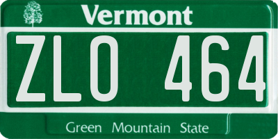 VT license plate ZLO464