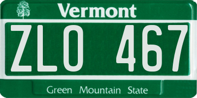 VT license plate ZLO467
