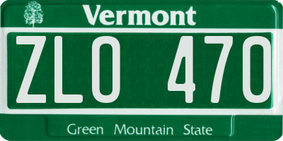 VT license plate ZLO470
