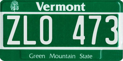 VT license plate ZLO473