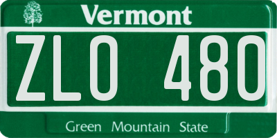 VT license plate ZLO480