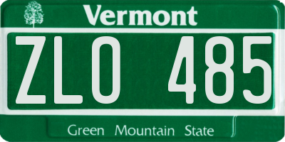 VT license plate ZLO485