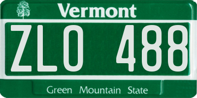 VT license plate ZLO488