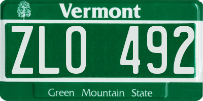 VT license plate ZLO492