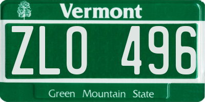 VT license plate ZLO496