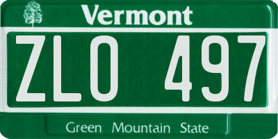 VT license plate ZLO497