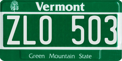 VT license plate ZLO503