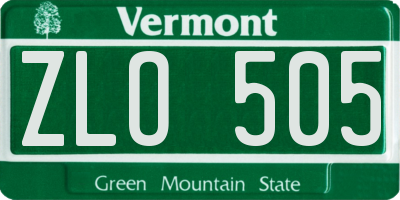 VT license plate ZLO505