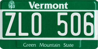 VT license plate ZLO506