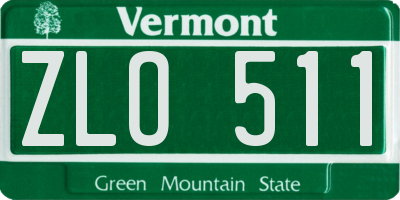 VT license plate ZLO511