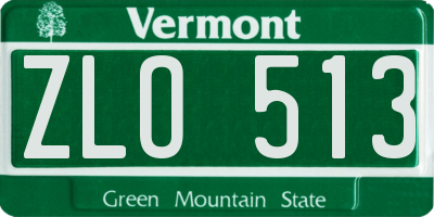 VT license plate ZLO513