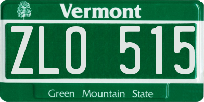 VT license plate ZLO515